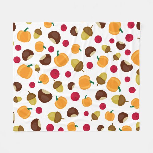 Autumn Pumpkin Berries Chestnut Pattern Fleece Blanket