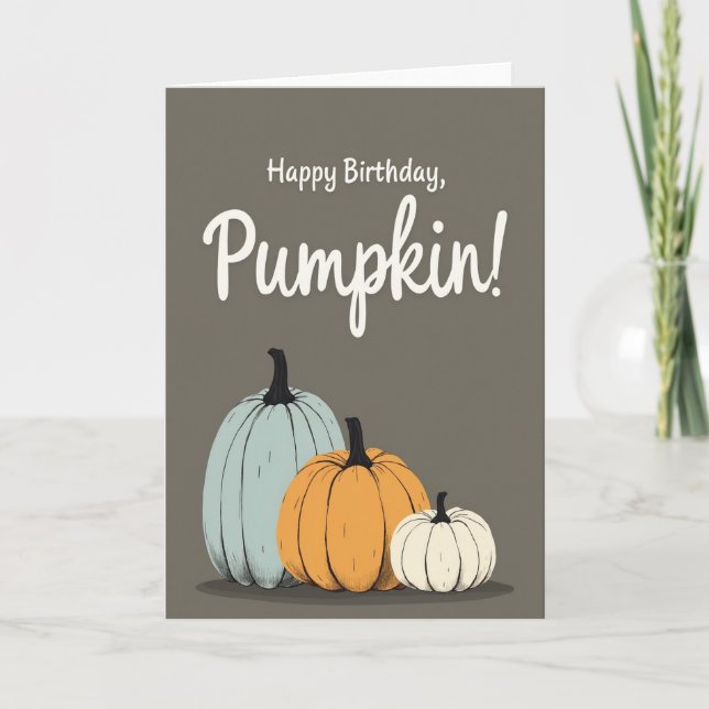 Autumn Pumpkin Birthday Card (Front)
