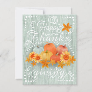 Autumn Pumpkin  Blue Pine Holiday Card