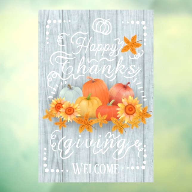 Autumn Pumpkin  Blue Pine Window Cling (Sheet 3)