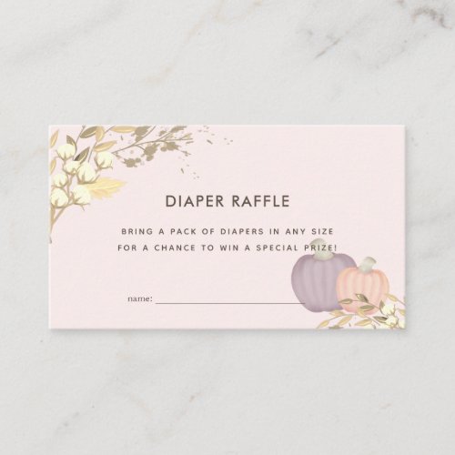 Autumn Pumpkin Blush Pink Diaper Raffle Ticket Enclosure Card