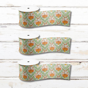 Autumn Pumpkin Botanical Design Satin Ribbon