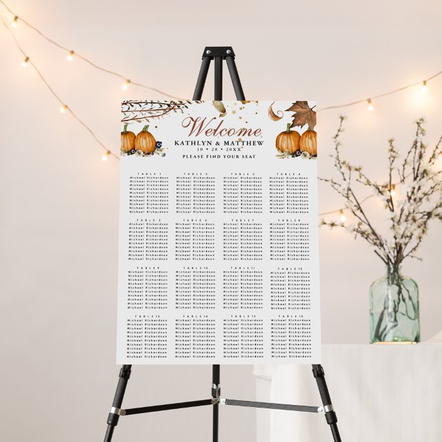 Autumn Pumpkin Botanical Fall Wedding 16 Table Foam Board (Creator Uploaded)