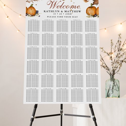 Autumn Pumpkin Botanical Fall Wedding 30 Table Foam Board
