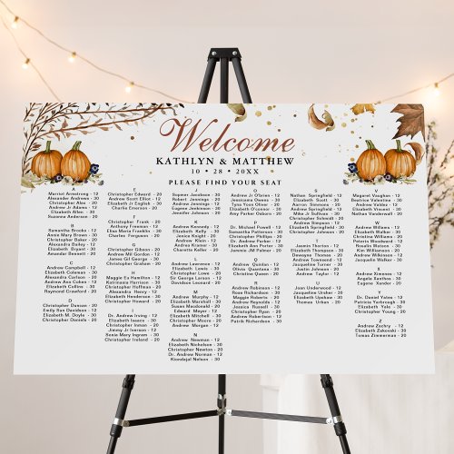 Autumn Pumpkin Botanical Fall Wedding Alphabetical Foam Board