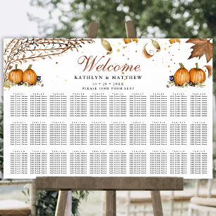 Autumn Pumpkin Botanical Wedding 30 Table Seating Poster