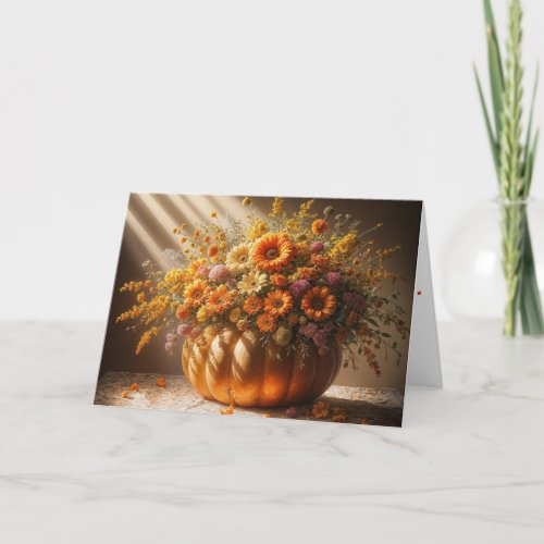 Autumn Pumpkin Bouquet For Birthday Card