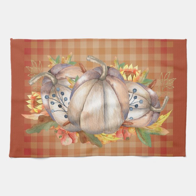 Autumn Pumpkin Bouquet Kitchen Towel (Horizontal)