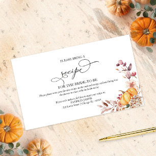 Autumn Pumpkin Bridal Shower Recipe Request Enclosure Card