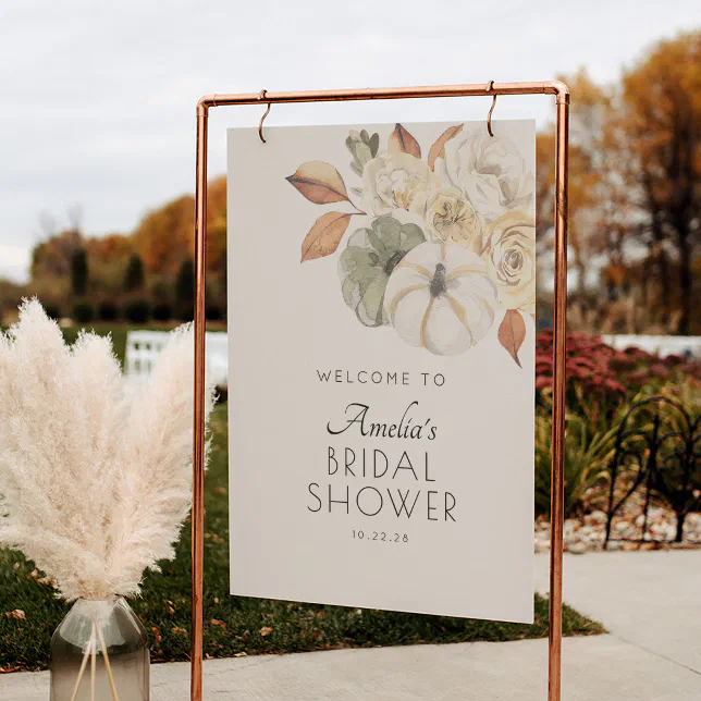 Autumn Pumpkin Bridal Shower Welcome Foam Board | Zazzle