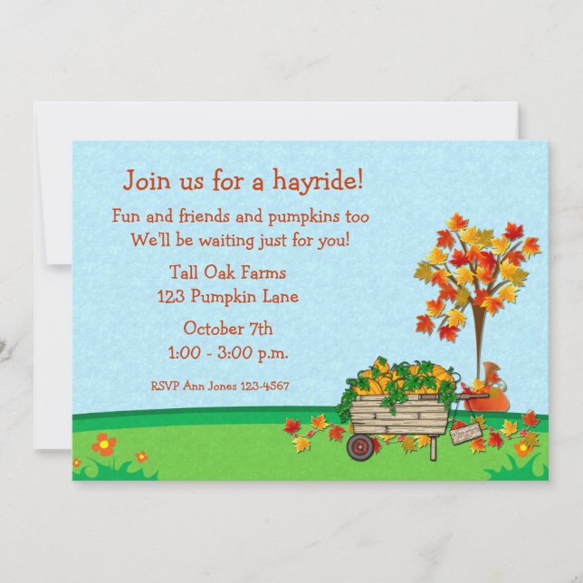 Autumn Pumpkin Cart Invitation (Front)