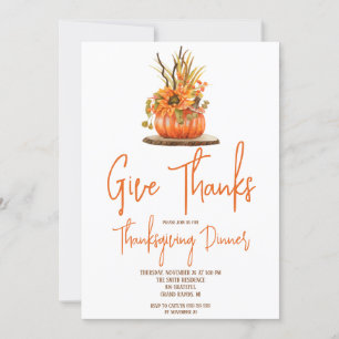 Autumn Pumpkin Centerpiece Thanksgiving Dinner Invitation
