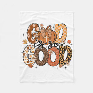 Autumn Pumpkin Christian Thanksgiving Faith God Is Fleece Blanket