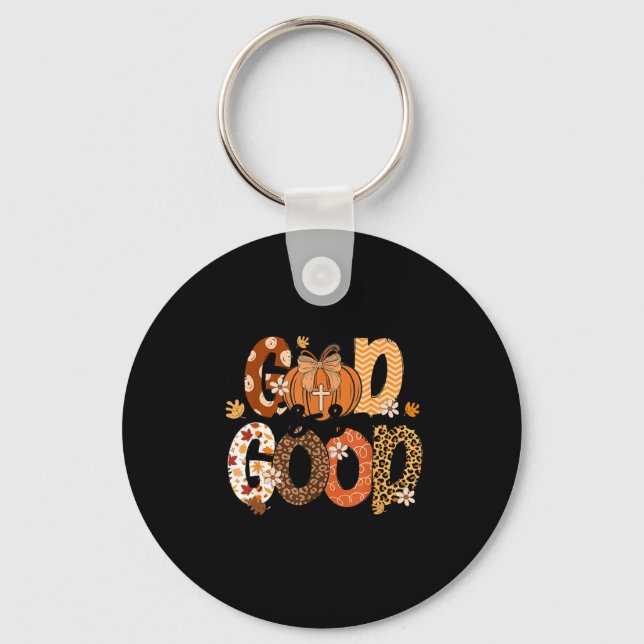Autumn Pumpkin Christian Thanksgiving Faith God Is Keychain (Front)