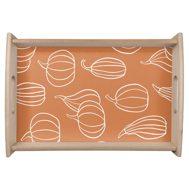 Autumn Pumpkin Cinnamon Orange Graphic Botanical Serving Tray (Front)