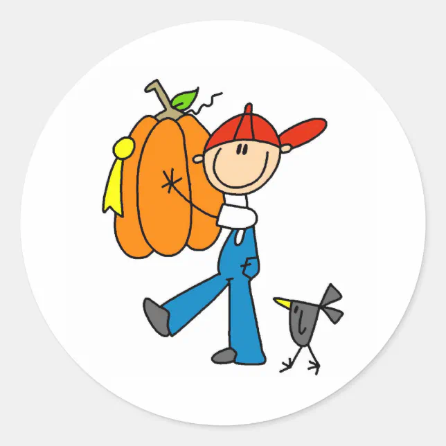 Autumn Pumpkin Classic Round Sticker | Zazzle