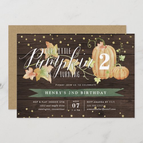 Autumn Pumpkin Custom Age Birthday Party Invitation