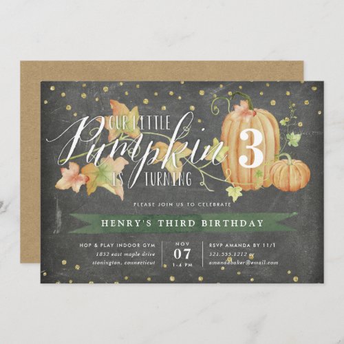 Autumn Pumpkin Custom Age Birthday Party Invitation