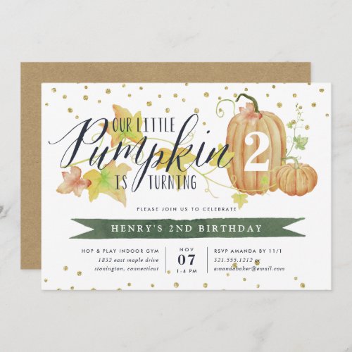 Autumn Pumpkin Custom Age Birthday Party Invitation