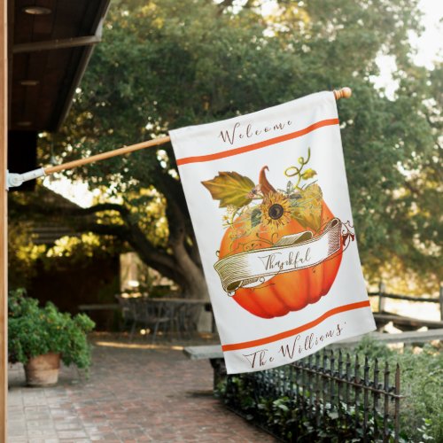 Autumn pumpkin customizeable  house flag