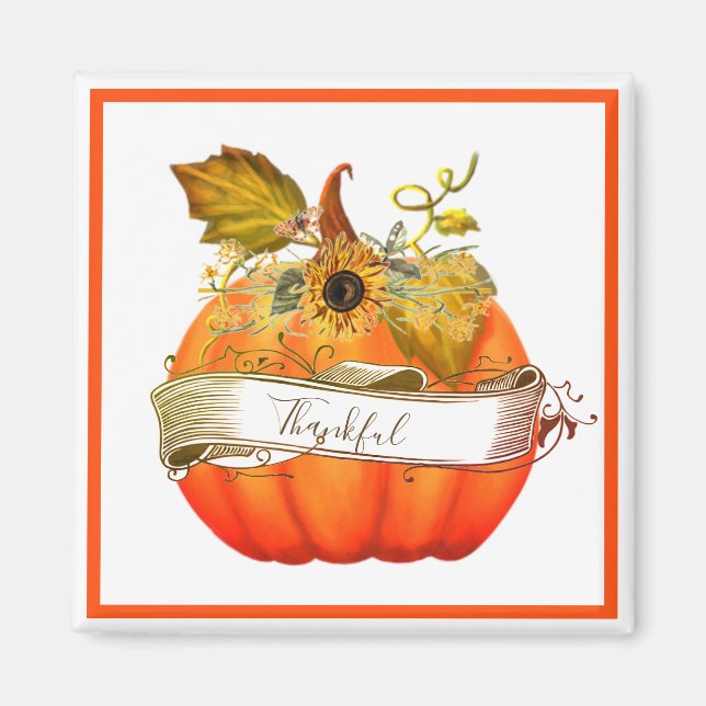 Autumn pumpkin customizeable  magnet (Front)
