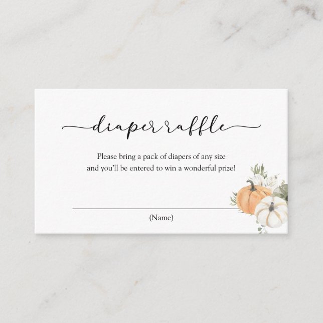 Autumn Pumpkin Diaper Raffle Card (Front)