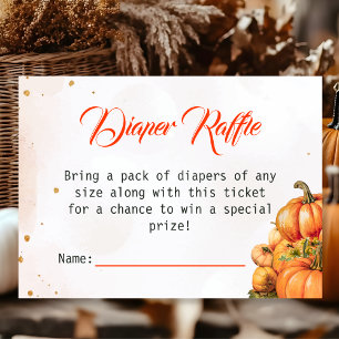 Autumn Pumpkin Diaper Raffle Ticket Baby Shower Enclosure Card