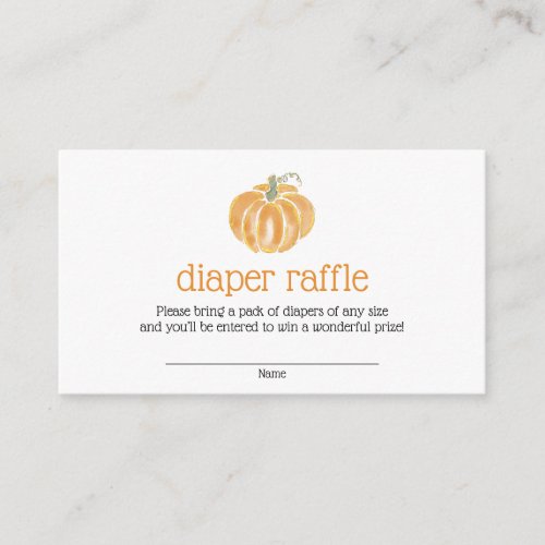 Autumn Pumpkin Diaper Raffle Ticket Enclosure Card