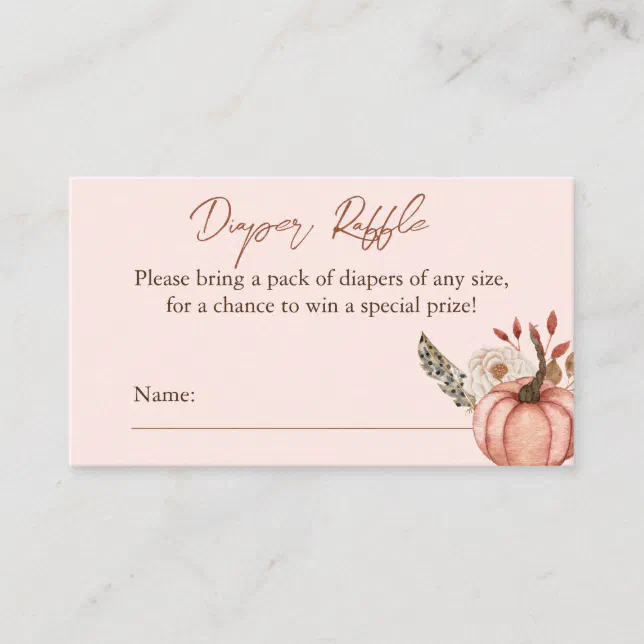 Fall Raffle Tickets Autumn Pumpkin Diaper Raffle Ticket Enclosure Card | Zazzle