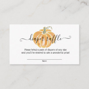 Autumn Pumpkin Diaper Raffle Watercolor Enclosure  Card