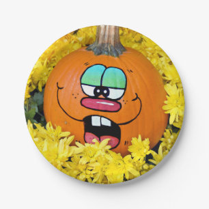 Autumn Pumpkin Face Paper Plates