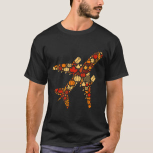 Autumn Pumpkin Fall Airplane Thanksgiving Womens M T-Shirt