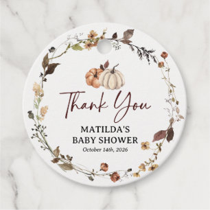 Autumn Pumpkin Fall Baby Shower Thank You Favor Tags