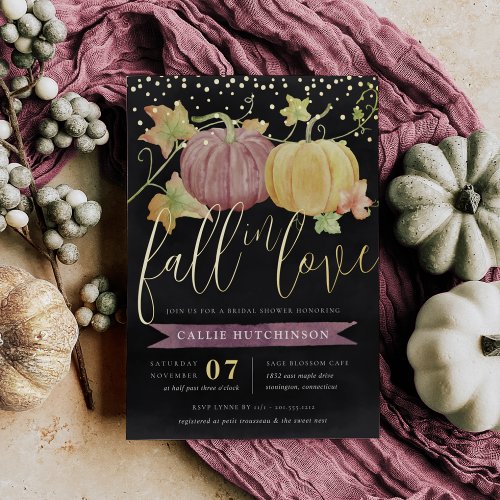 Autumn Pumpkin  Fall Bridal Shower Foil Foil Invitation