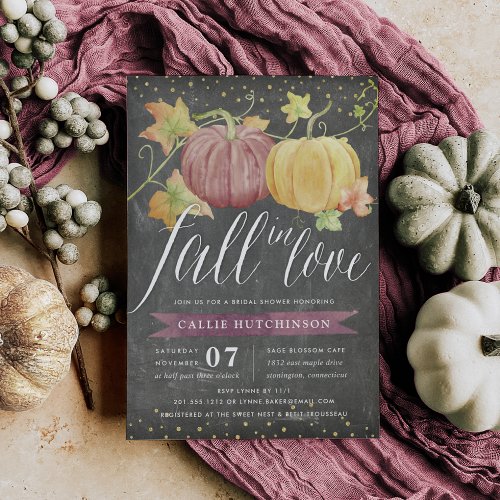 Autumn Pumpkin  Fall Bridal Shower Invitation