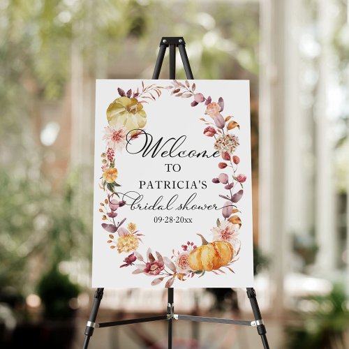 Autumn Pumpkin Fall Bridal Shower Welcome Sign 