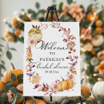 Autumn Pumpkin Fall Bridal Shower Welcome Sign<br><div class="desc">Lovely autumn leaves wreath pumpkin,  welcome sign for fall-themed bridal shower. Easy to personalize with your details. Please get in touch with me via chat if you have questions about the artwork or need customization. PLEASE NOTE: For assistance on orders,  shipping,  product information,  etc.,  contact Zazzle Customer Care directly.</div>