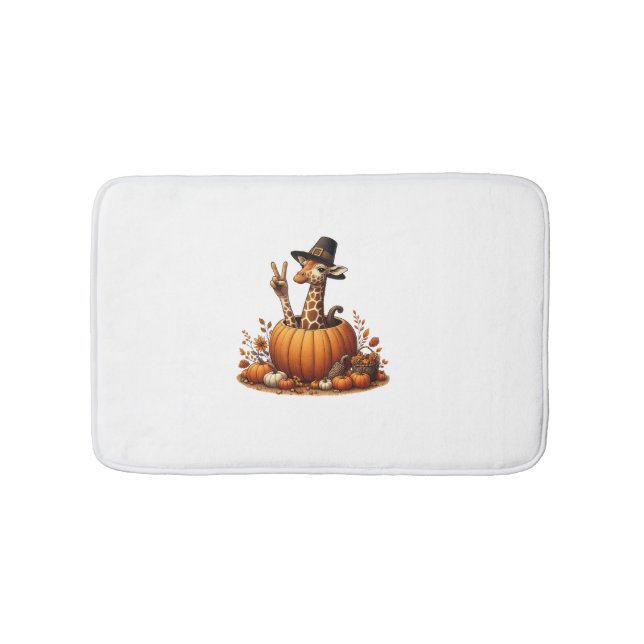 Autumn Pumpkin Fall Giraffe Thanksgiving Womens Me Bath Mat (Front)