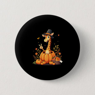 Autumn Pumpkin Fall Giraffe Thanksgiving Womens Me Button