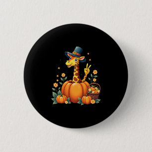 Autumn Pumpkin Fall Giraffe Thanksgiving Womens Me Button