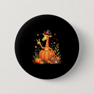Autumn Pumpkin Fall Giraffe Thanksgiving Womens Me Button