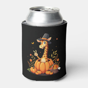 Autumn Pumpkin Fall Giraffe Thanksgiving Womens Me Can Cooler