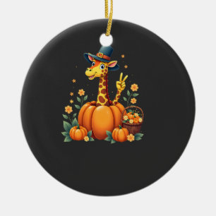Autumn Pumpkin Fall Giraffe Thanksgiving Womens Me Ceramic Ornament