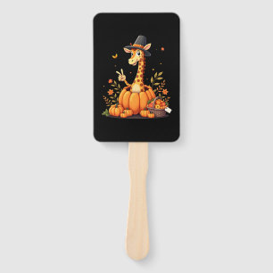 Autumn Pumpkin Fall Giraffe Thanksgiving Womens Me Hand Fan