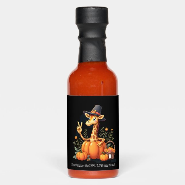 Autumn Pumpkin Fall Giraffe Thanksgiving Womens Me Hot Sauces (Front)