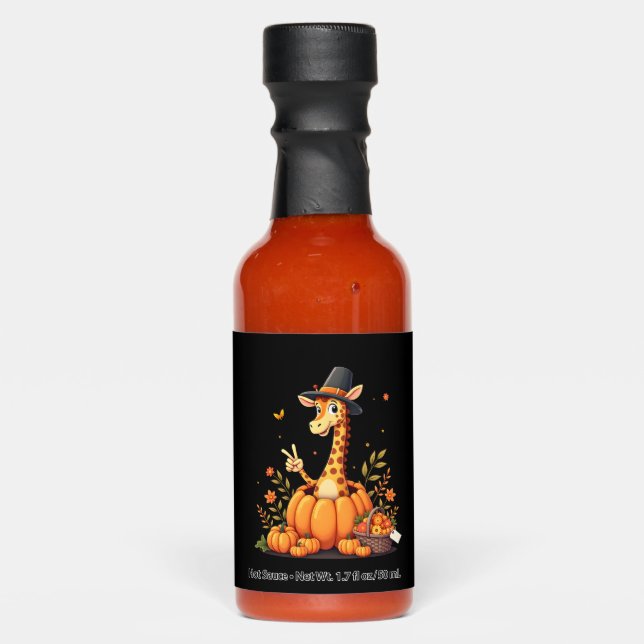 Autumn Pumpkin Fall Giraffe Thanksgiving Womens Me Hot Sauces (Front)