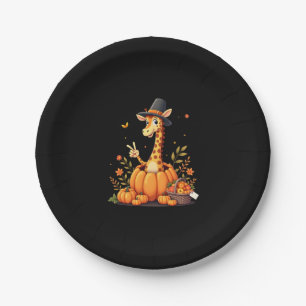 Autumn Pumpkin Fall Giraffe Thanksgiving Womens Me Paper Plates