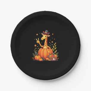 Autumn Pumpkin Fall Giraffe Thanksgiving Womens Me Paper Plates