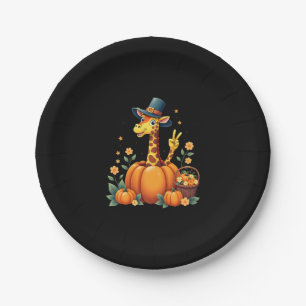 Autumn Pumpkin Fall Giraffe Thanksgiving Womens Me Paper Plates