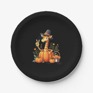 Autumn Pumpkin Fall Giraffe Thanksgiving Womens Me Paper Plates